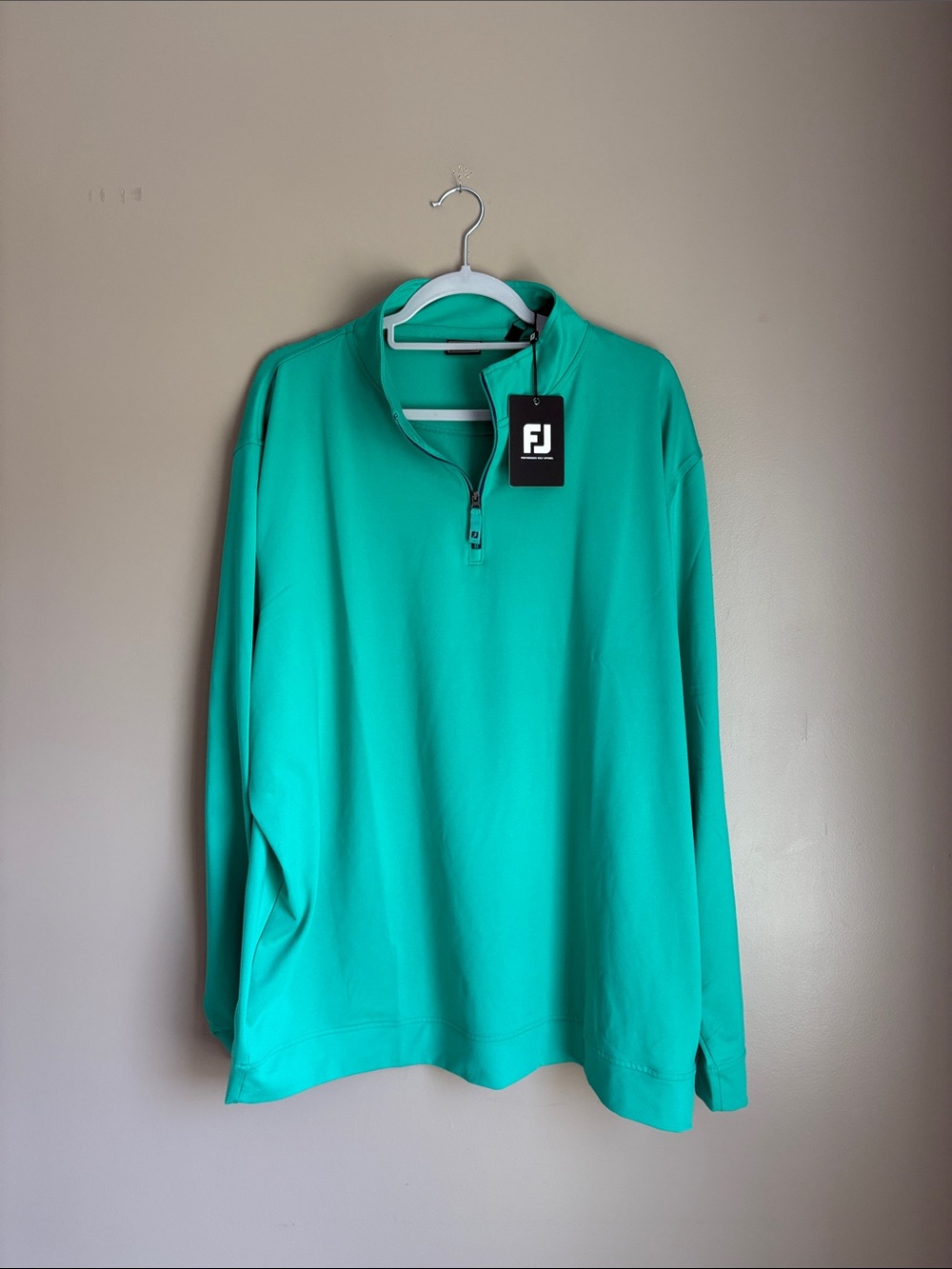 FootJoy Men's Teal Green Quarter-Zip Sweater